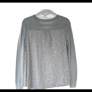 VERA WANG Long sleeve layered Gray Sweater Lace